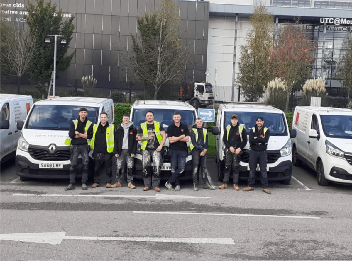 TECL fire stopping team in Leeds with company vans